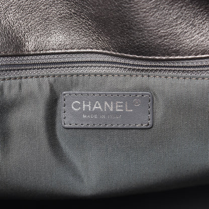 Chanel Metallic Grained Calfskin Quilted Large Casual Pocket Bowling Bag Silver 6 of 12