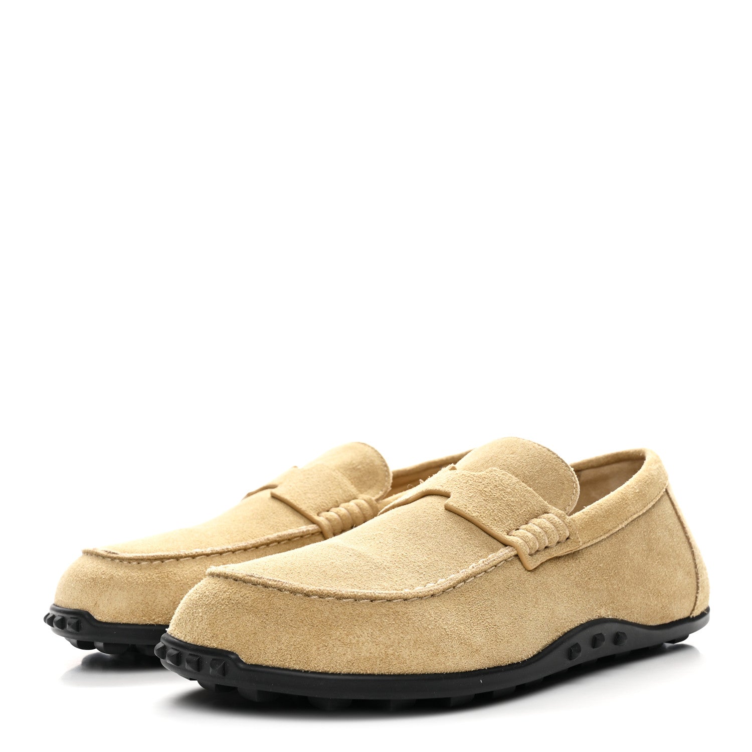 Hermes Suede Calfskin Womens Lazy Loafers 37.5 Beige Sable 4 of 11