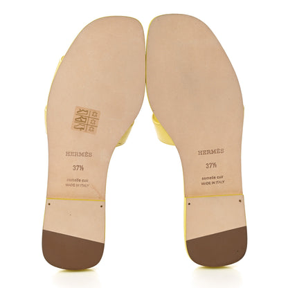 Hermes Epsom Oran Sandals 37.5 Jaune Pollen 5 of 10