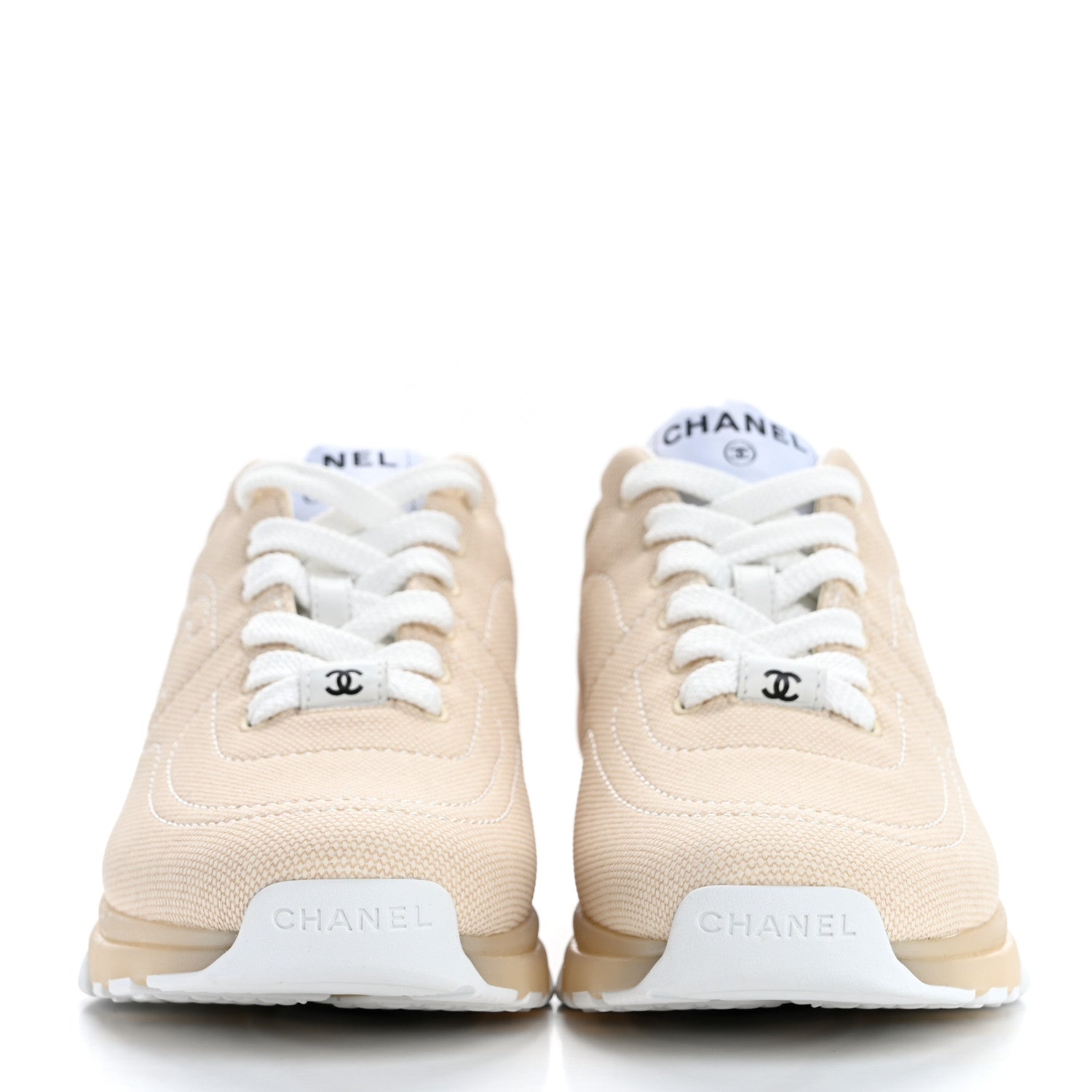 Chanel Fabric CC Womens Sneakers 35 Light Beige 3 of 10