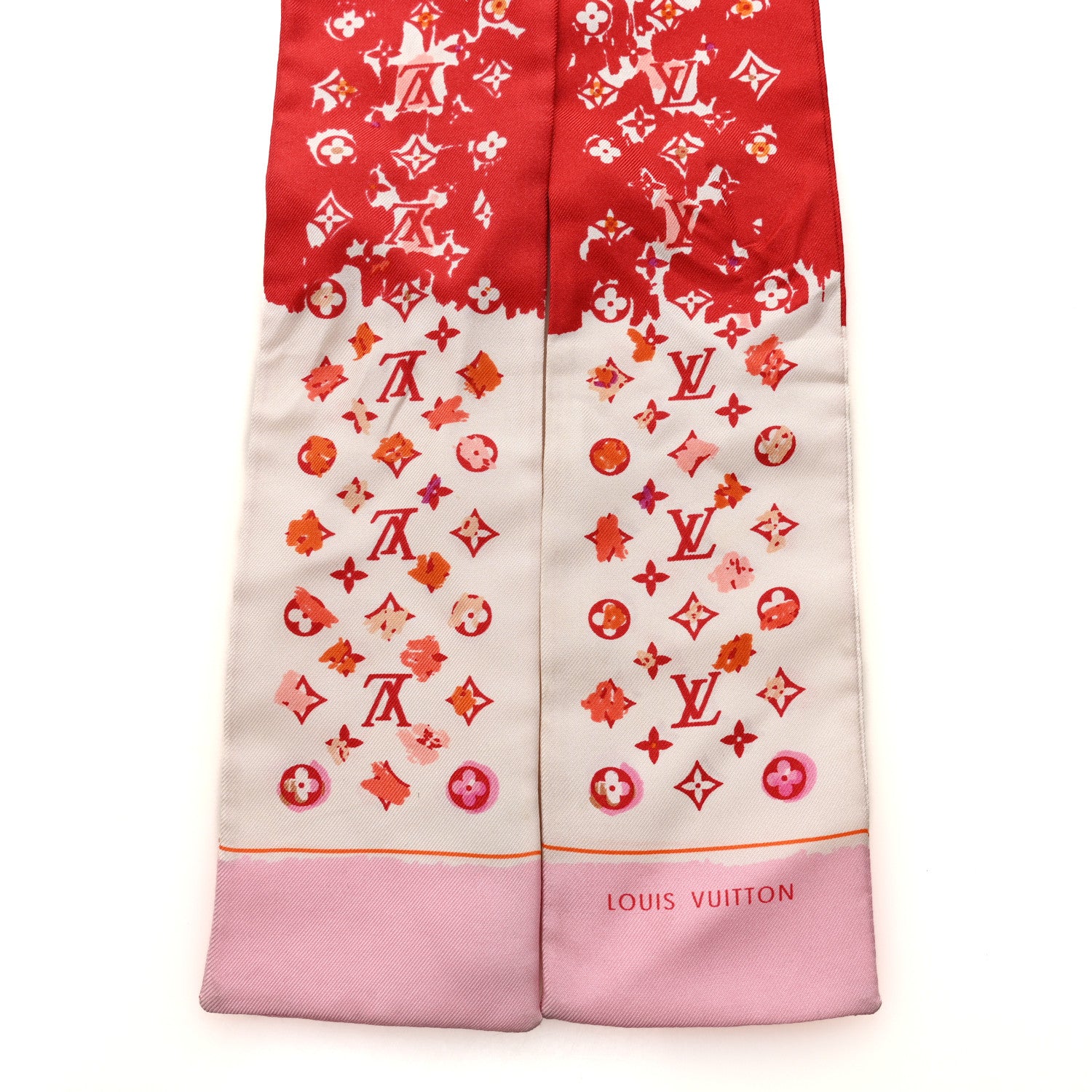 Louis Vuitton Silk Monogram Splash Bandeau Red 2 of 3