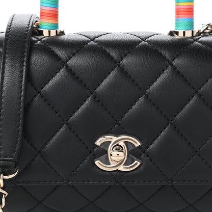 Chanel Goatskin Quilted Rainbow Extra Mini Coco Handle Flap Black 10 of 11
