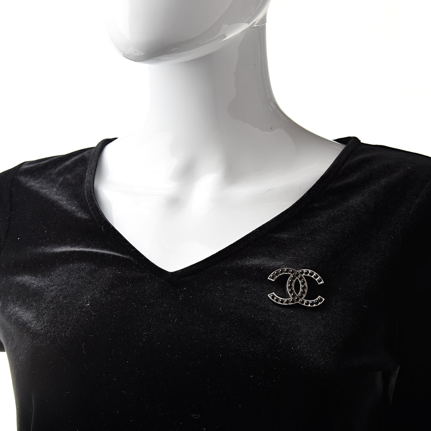 Chanel Bead CC Pin Black Silver 2 of 5