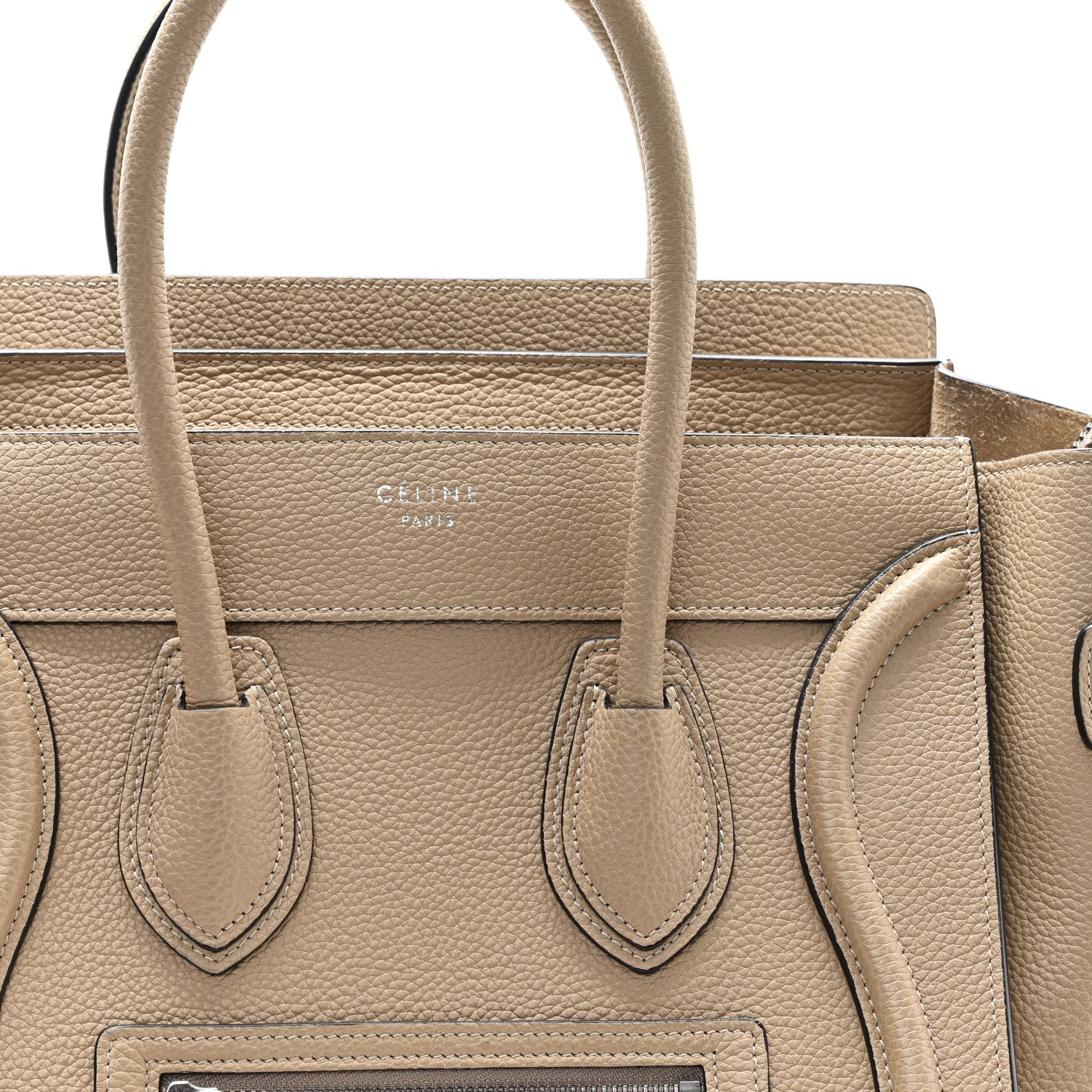 Celine Drummed Calfskin Micro Luggage Dune 7 of 11