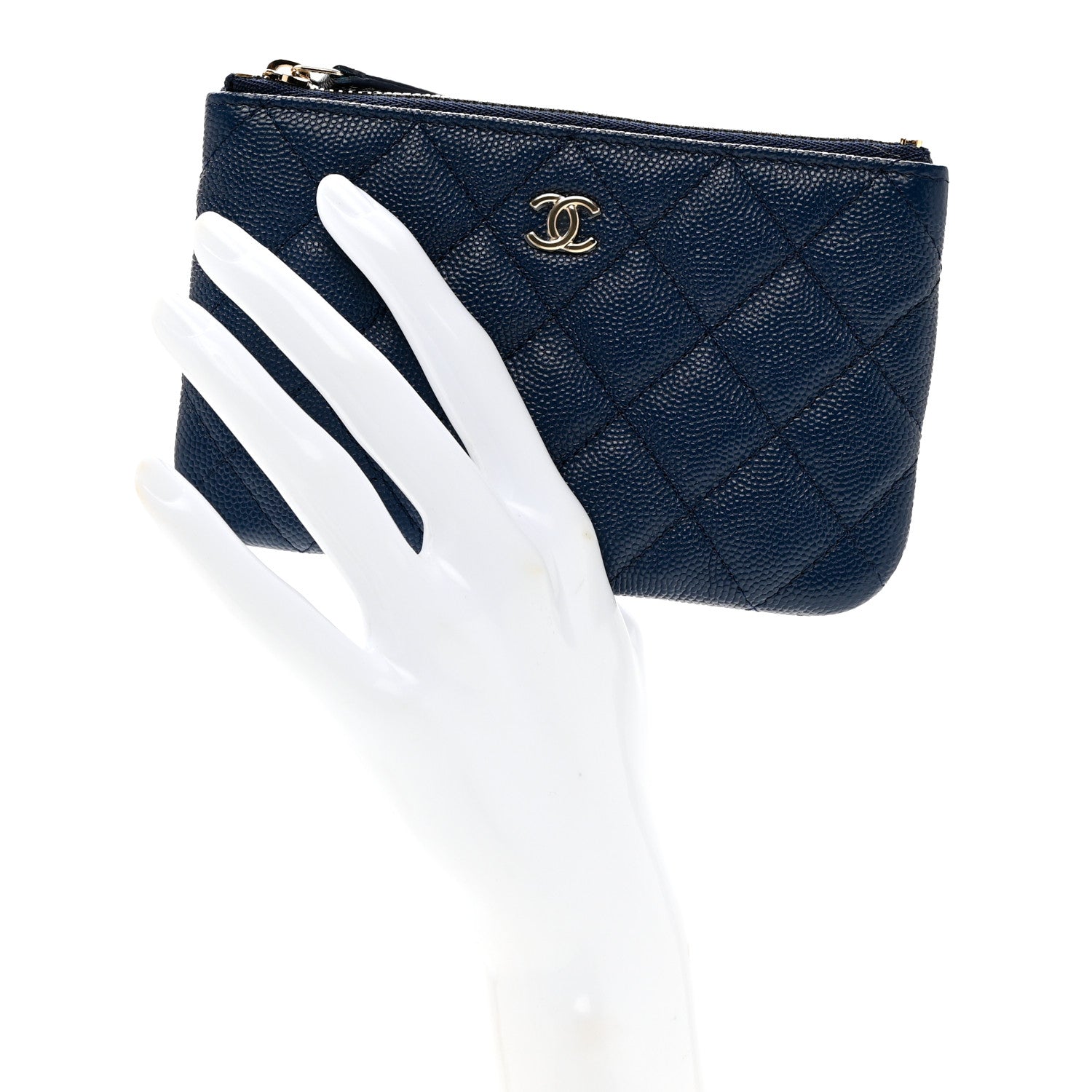 Chanel Caviar Quilted Small Cosmetic Case Navy Blue 2 of 7