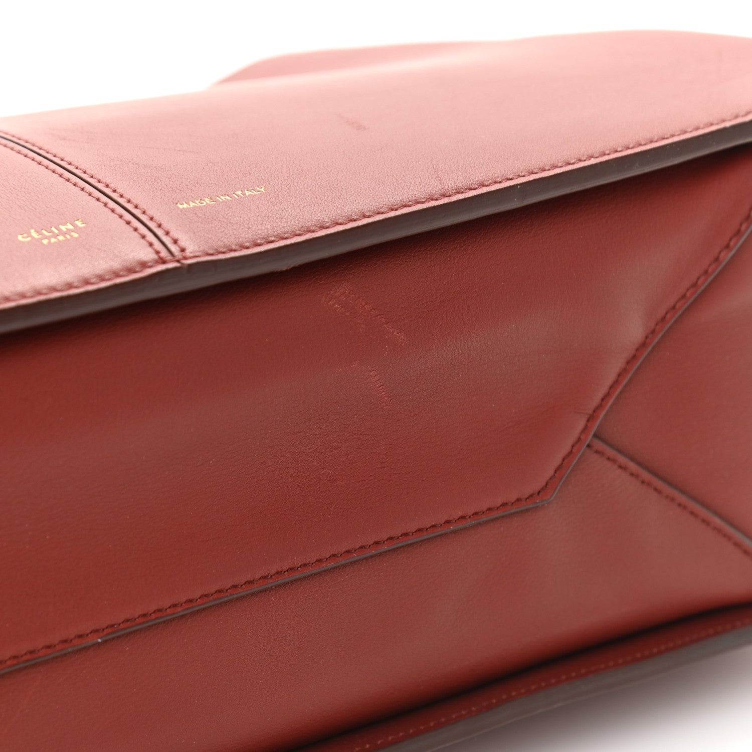 Celine Calfskin Medium Tri-Fold Bag Red Wood 10 of 10