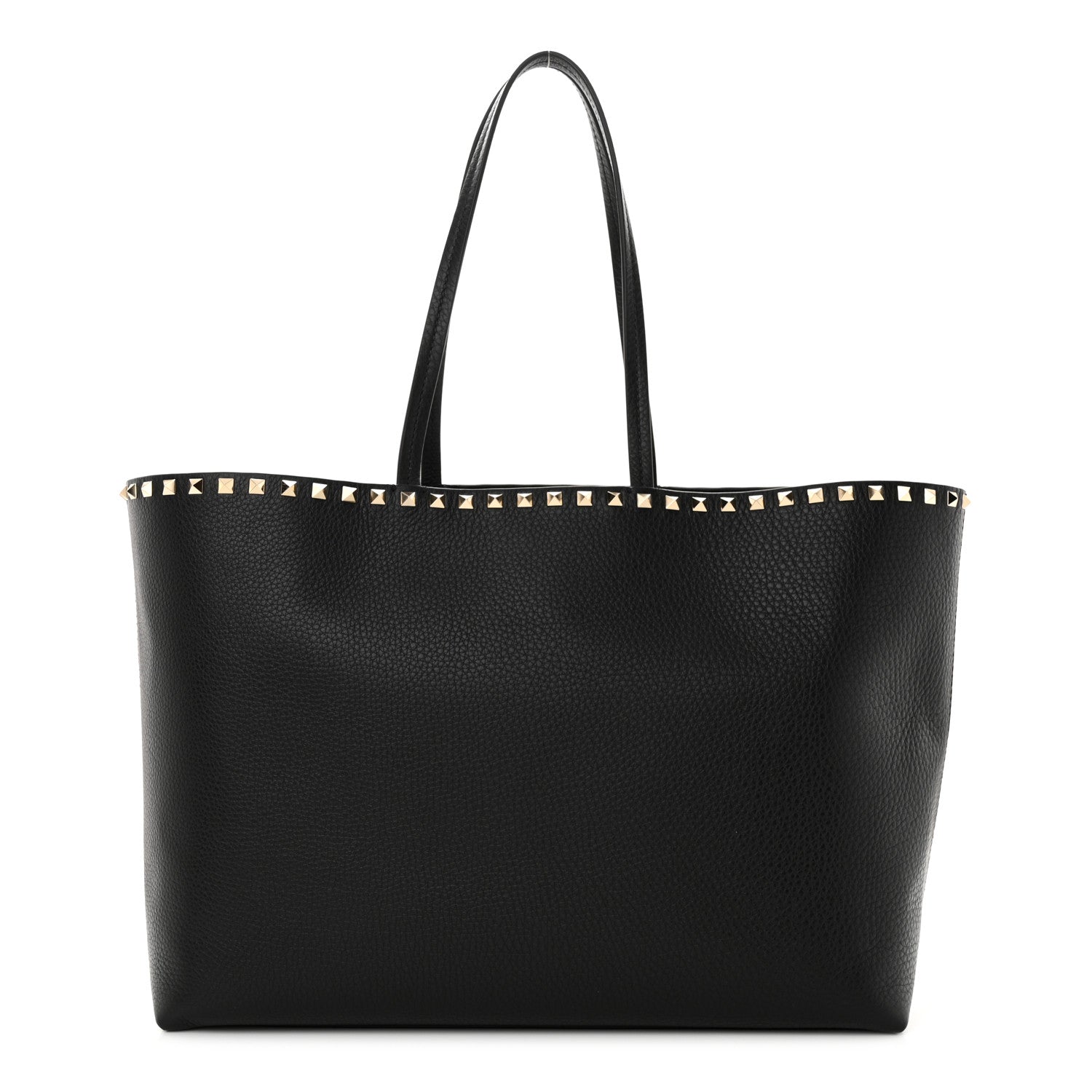 Valentino Garavani Grained Calfskin Rockstud Shoulder Tote Black 1 of 10