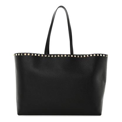 Valentino Garavani Grained Calfskin Rockstud Shoulder Tote Black 1 of 10