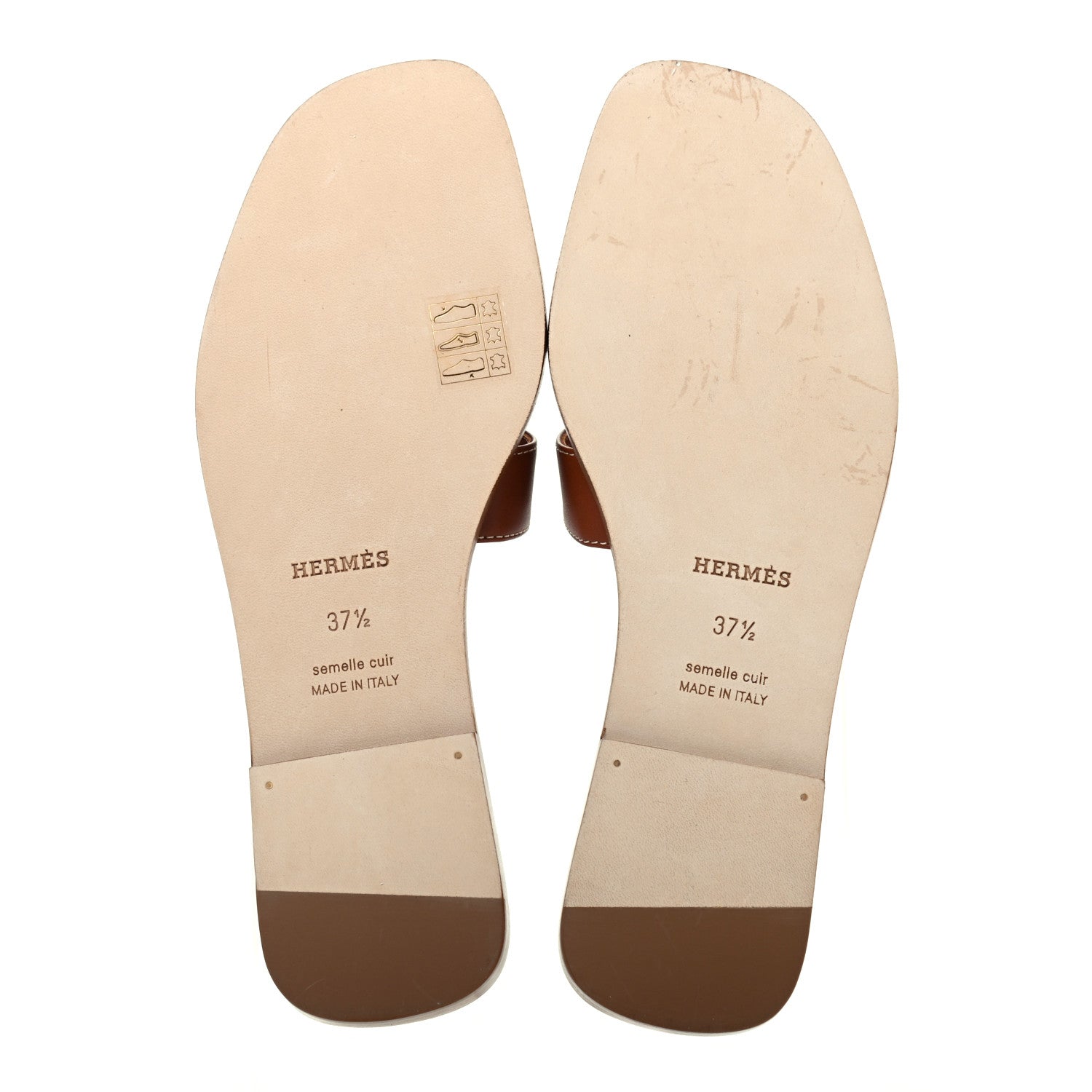 Hermes Box Calfskin Oran Sandals 37.5 Gold 5 of 8