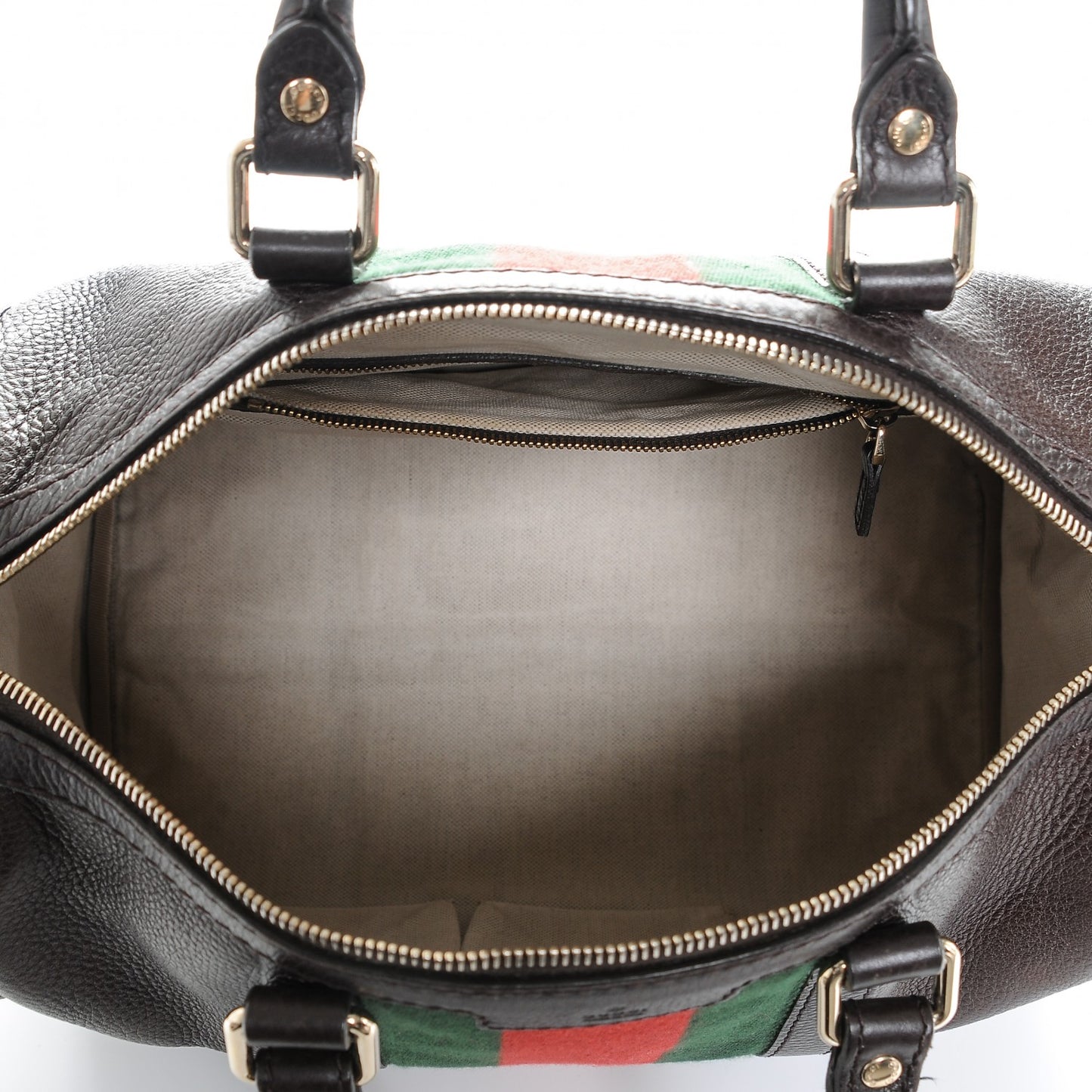 Calfskin Medium Vintage Web Boston Dark Brown