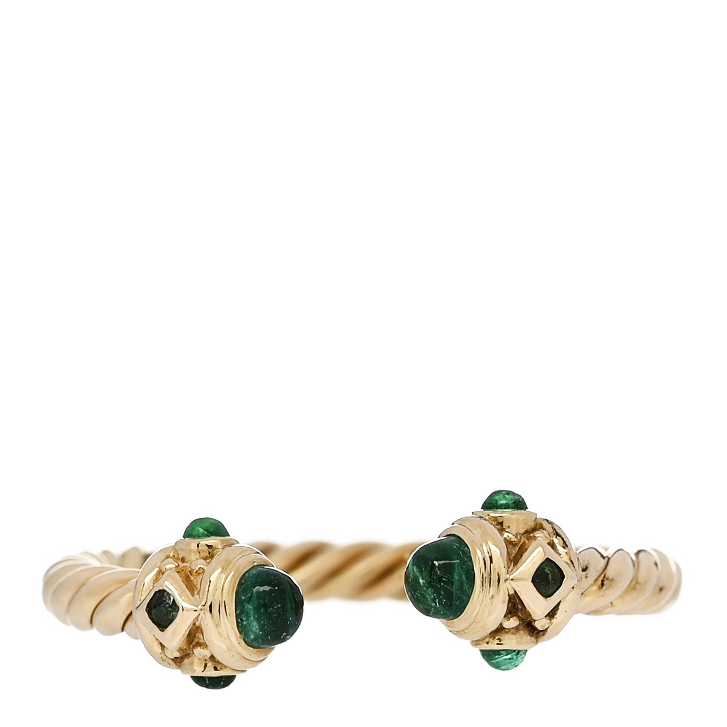 David Yurman 18K Yellow Gold Emerald Renaissance Ring 50 5.25 1 of 4