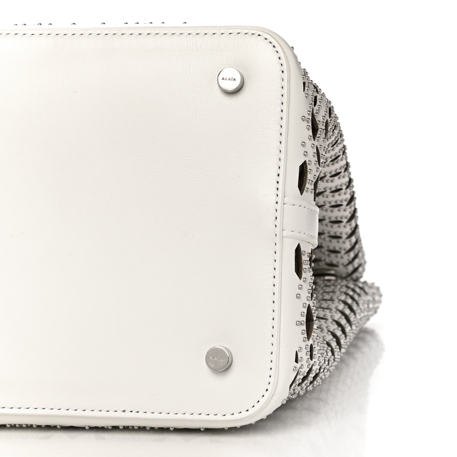 Alaia Calfskin Laser Cut Mina 32 Bag Blanc Optique 7 of 10