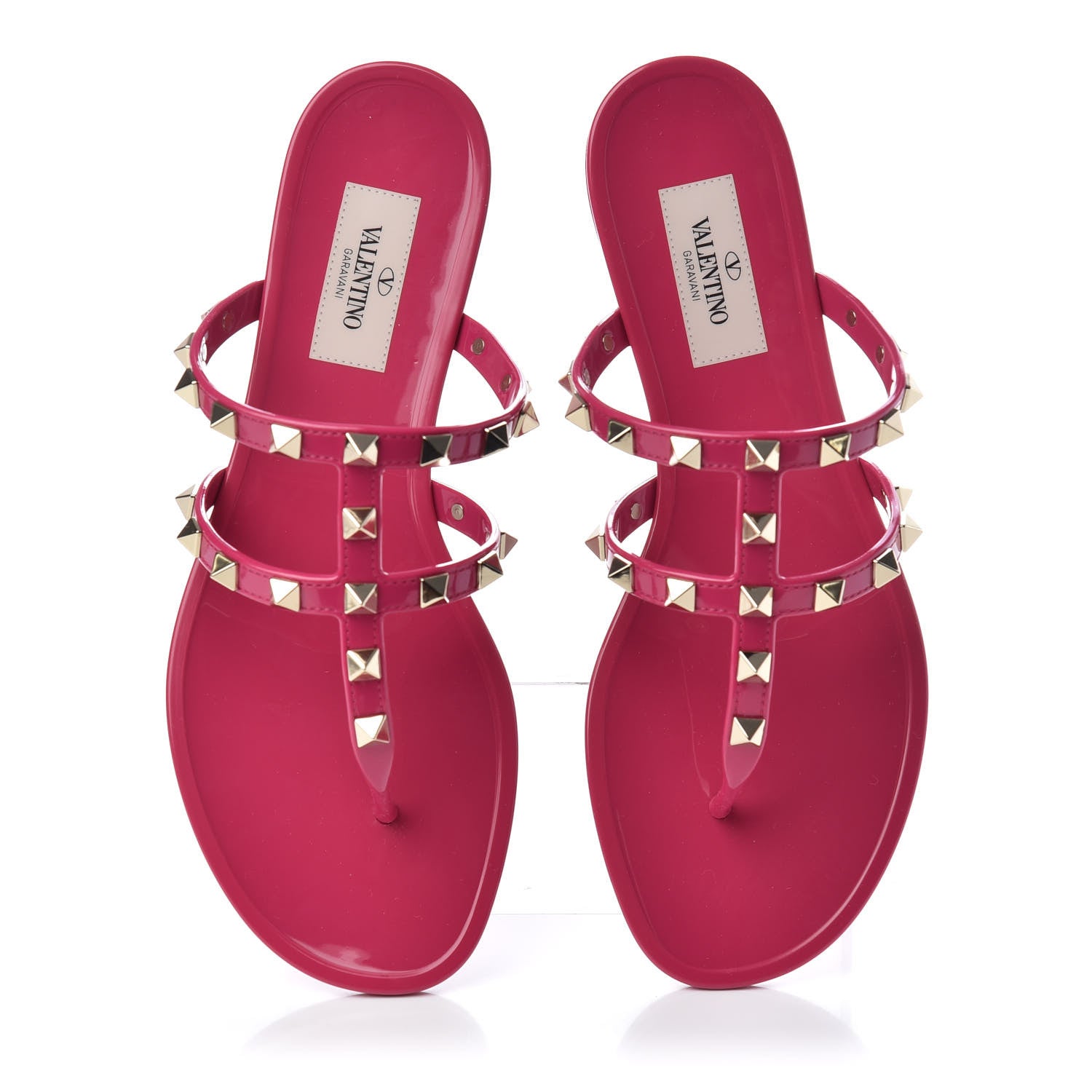 Valentino Garavani PVC Jelly Rockstud Caged Flat Thong Sandals 36 Blossom 5 of 10
