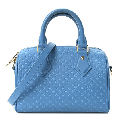 Louis Vuitton Calfskin Nanogram Embossed Speedy Bandouliere 20 Blue 1 of 8