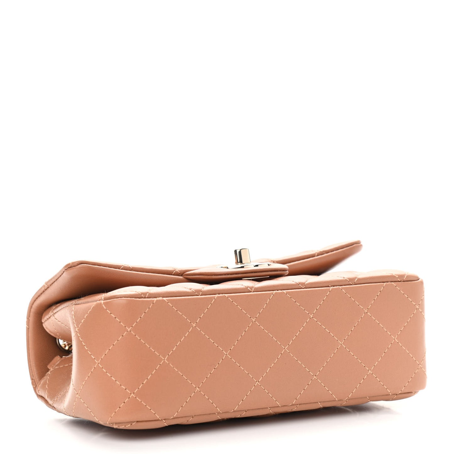 Lambskin Quilted Mini Rectangular Flap Brown