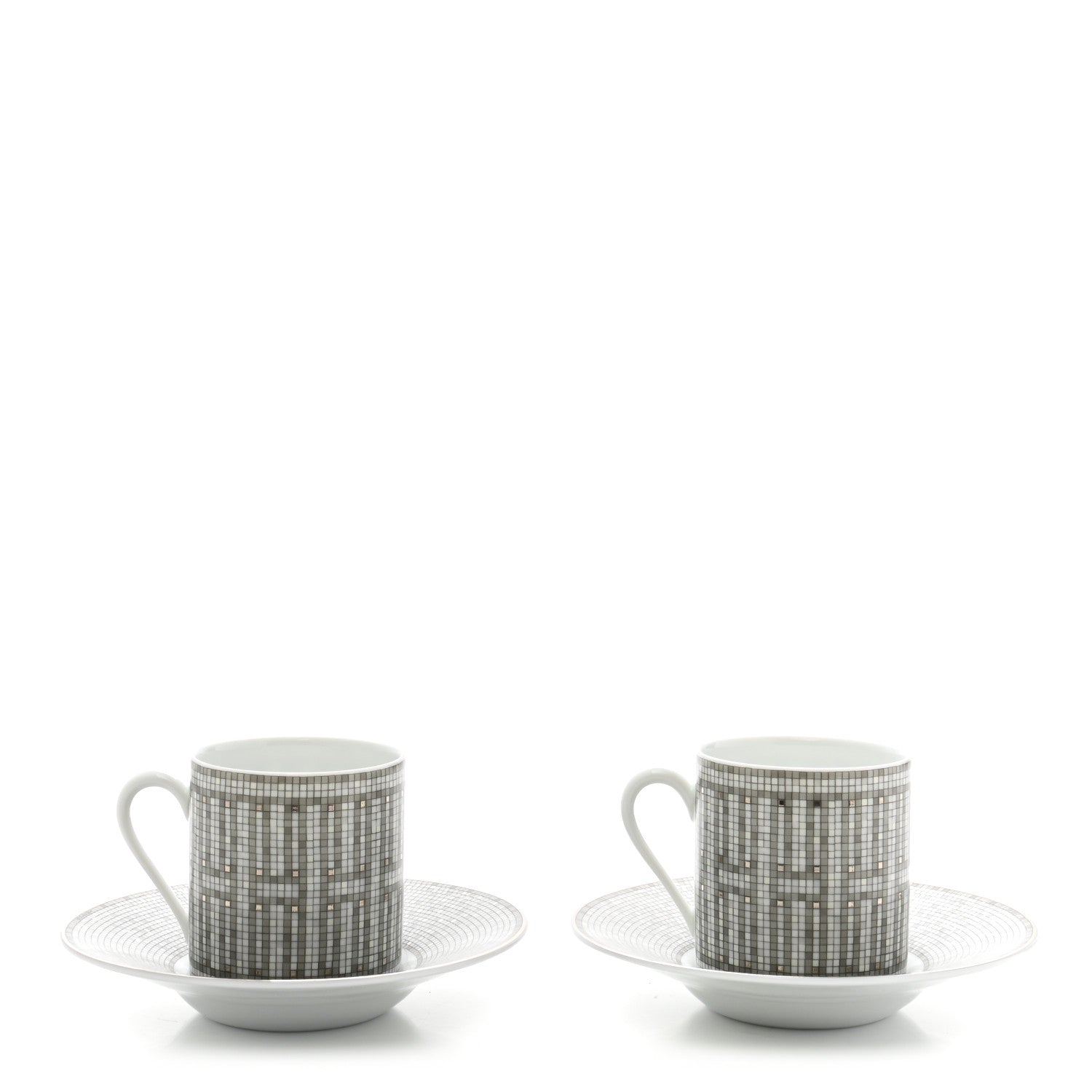 Hermes Porcelain Mosaique au 24 Coffee Cup and Saucer Set of 2 1 of 10