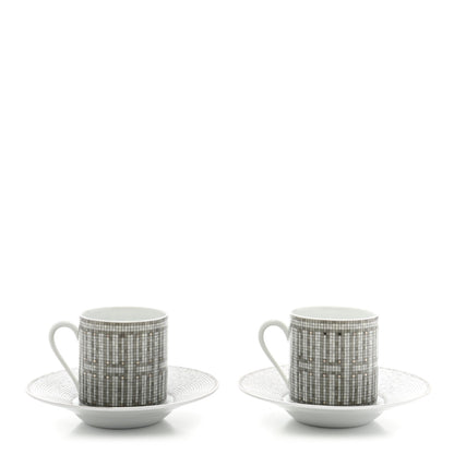 Hermes Porcelain Mosaique au 24 Coffee Cup and Saucer Set of 2 1 of 10