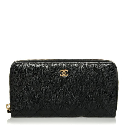 Chanel Caviar Quilted Large Gusset Zip Around Wallet Black 1 of 8
