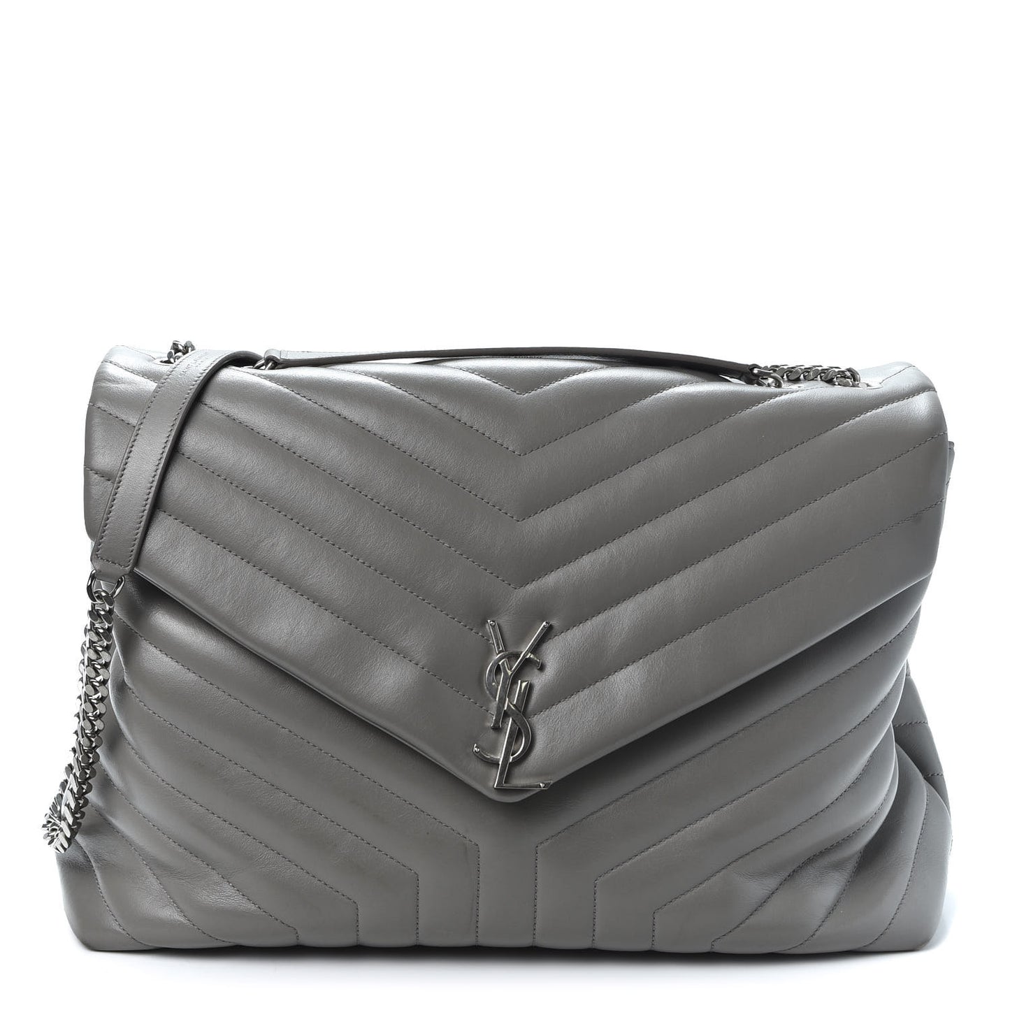 Calfskin Y Quilted Monogram Large Loulou Chain Satchel Earth