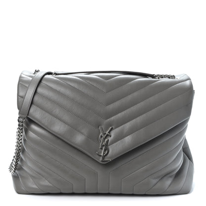 Saint Laurent Calfskin Y Quilted Monogram Large Loulou Chain Satchel Earth 1 of 15