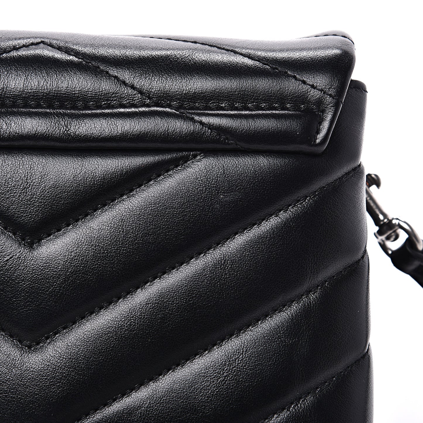 Calfskin Y Quilted Monogram Toy Loulou Crossbody Bag Black