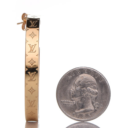 Louis Vuitton Nanogram Hoop Earrings Gold 2 of 7