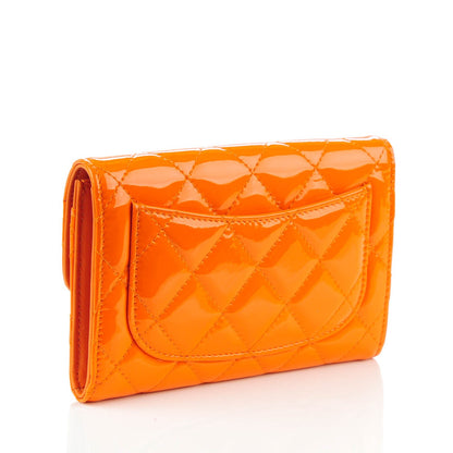 Chanel Patent Calfskin Quilted Small Flap Wallet Orange 4 of 16