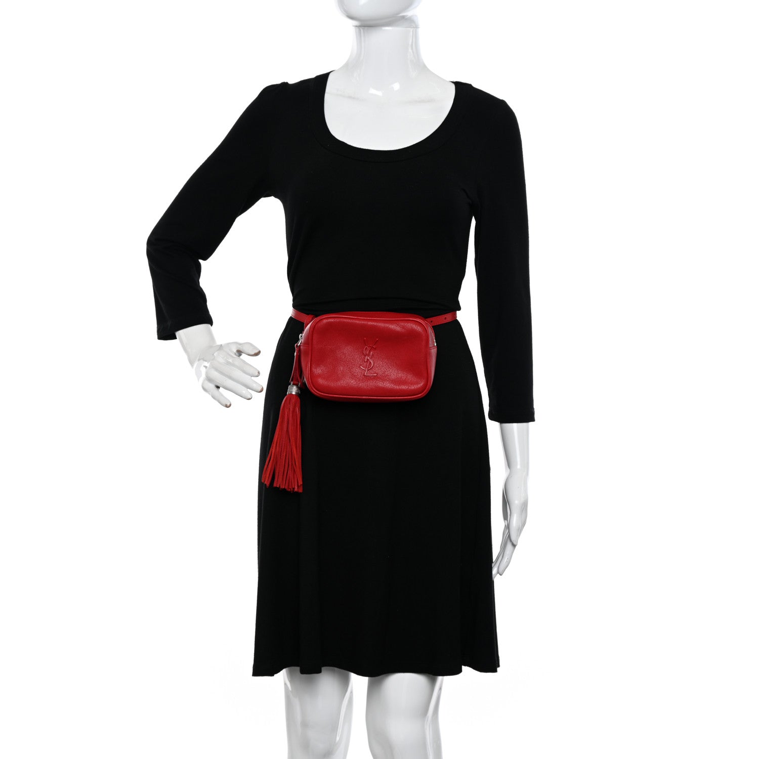 Saint Laurent Lambskin Monogram Lou Belt Bag Red 2 of 12