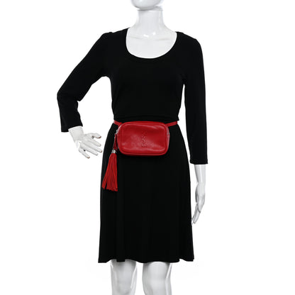 Saint Laurent Lambskin Monogram Lou Belt Bag Red 2 of 12