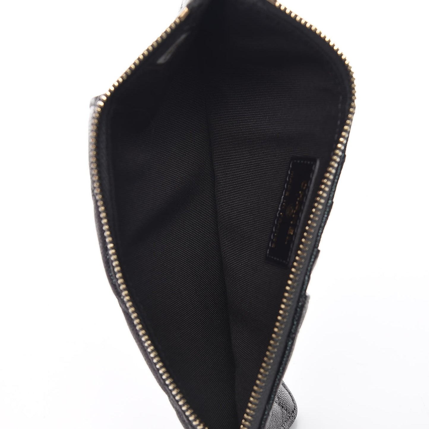 Iridescent Caviar Quilted Classic Flat Wallet Pouch Black
