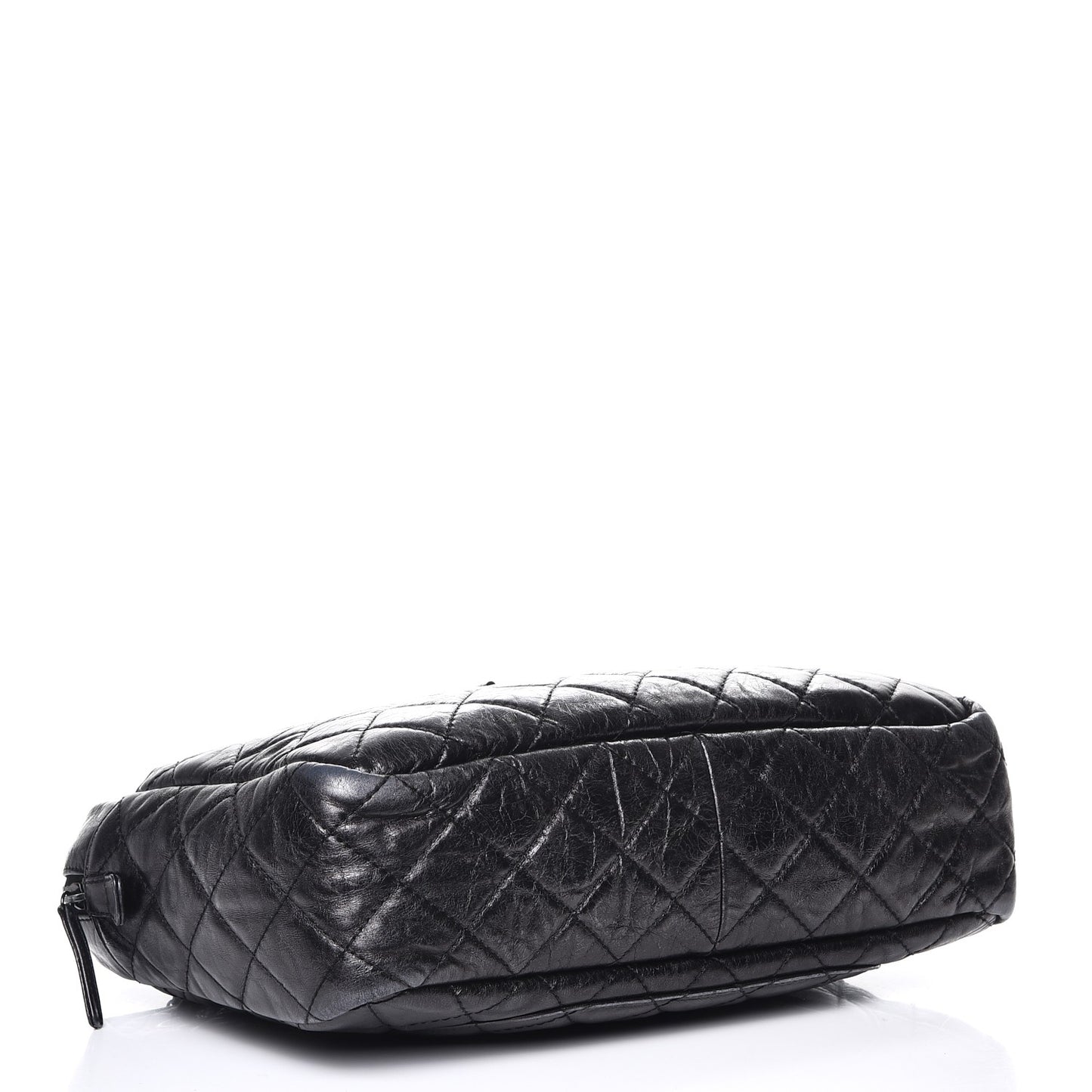 Metallic Aged Calfskin Quilted Large Reissue Camera Case Black