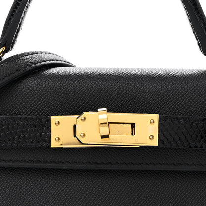Hermes Madame Calfskin Lizard Mini Kelly Sellier Touch 20 Black 8 of 13