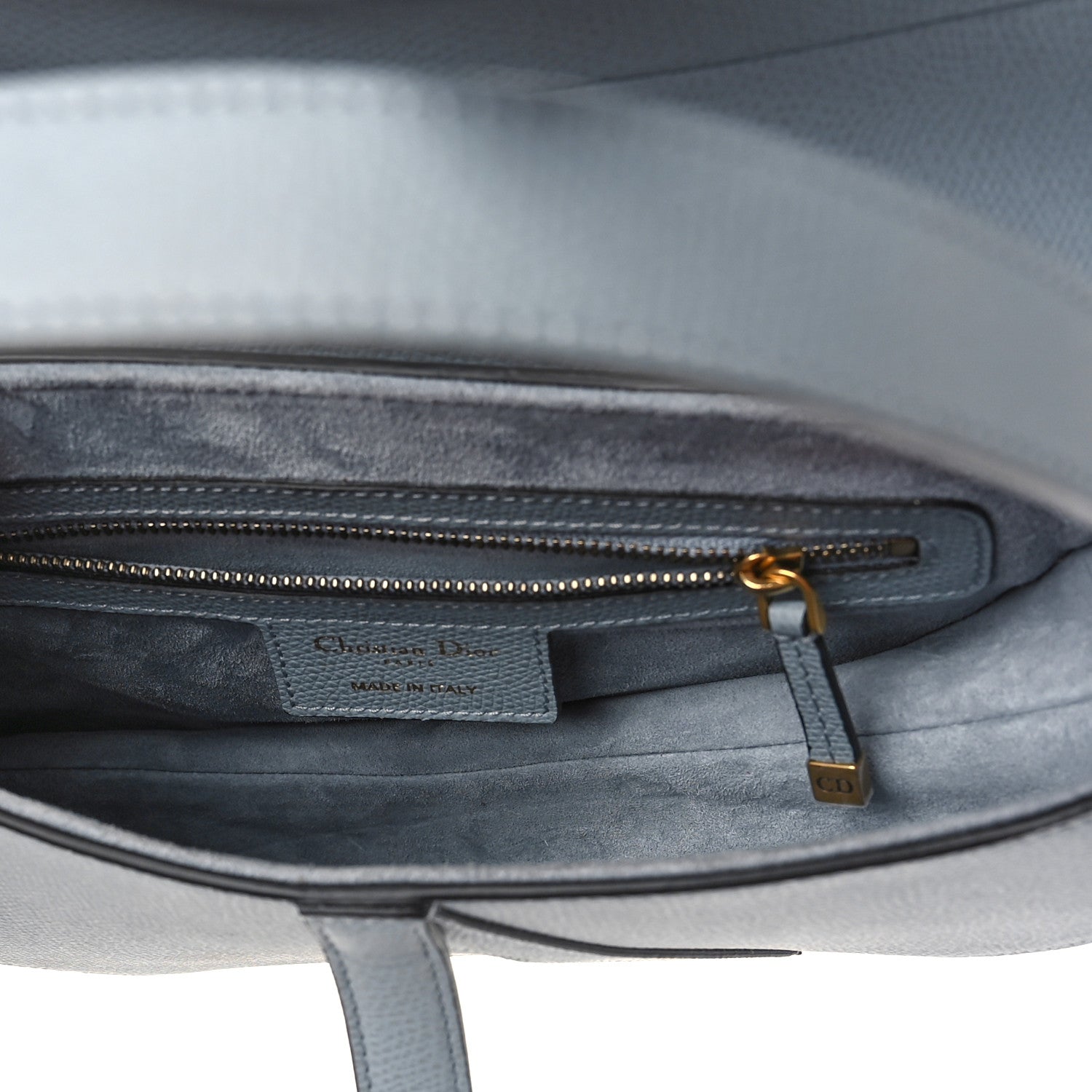 Christian Dior Grained Calfskin Saddle Bag Sky Blue 5 of 9
