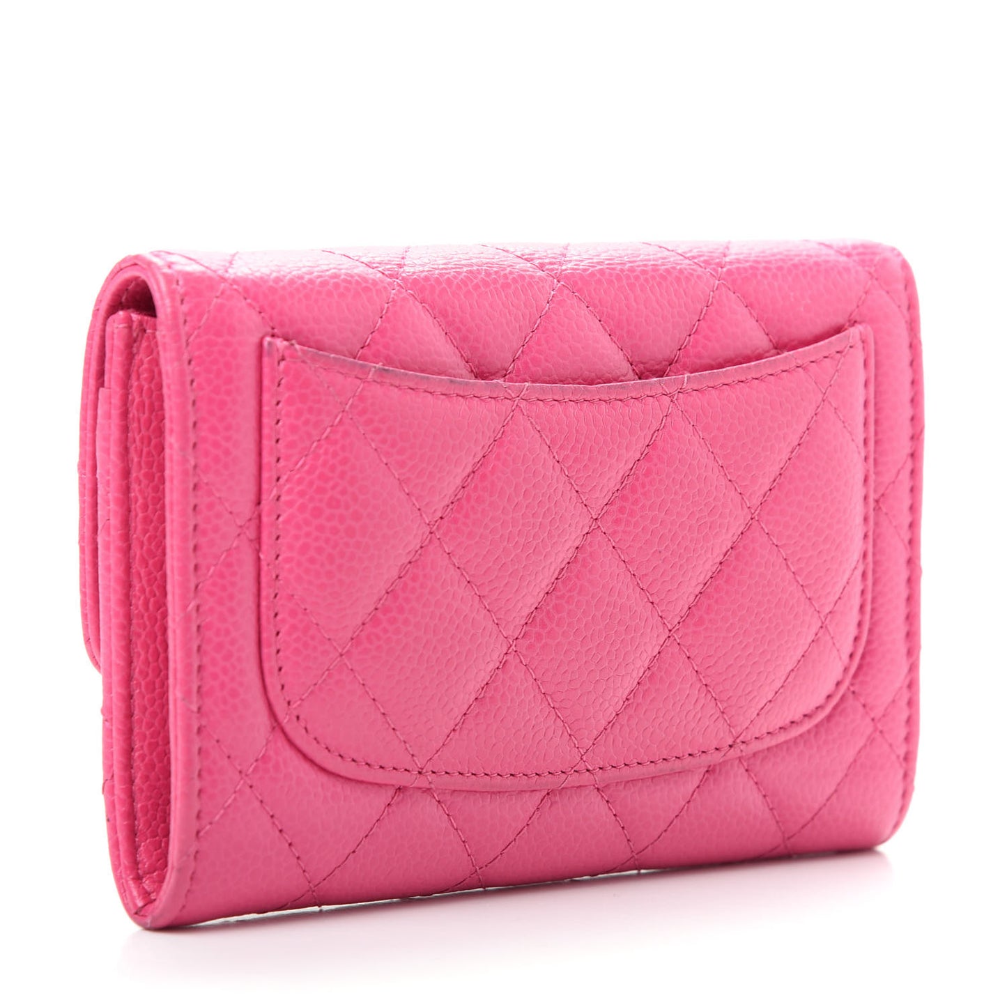 Caviar Quilted Small Flap Wallet Pink