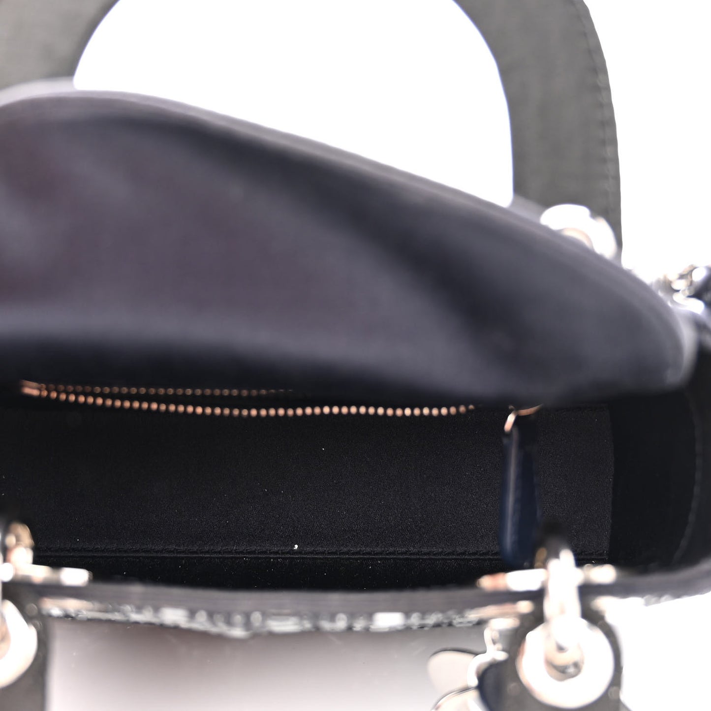 Satin Crystal Cannage Mini Lady Dior Navy
