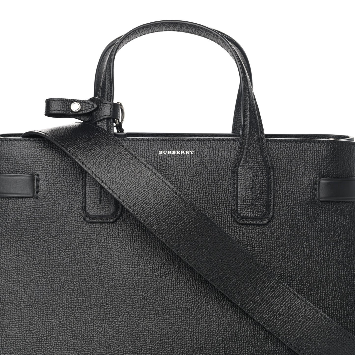 Grainy Calfskin Vintage Check Medium Banner Tote Black