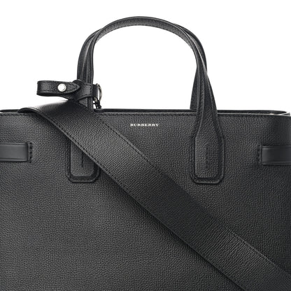Burberry Grainy Calfskin Vintage Check Medium Banner Tote Black 10 of 16