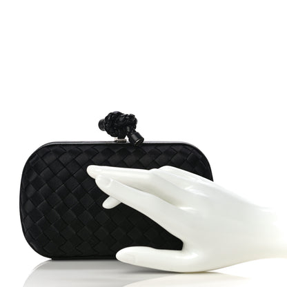 Bottega Veneta Satin Intreccio Impero Knot Clutch Black 2 of 9
