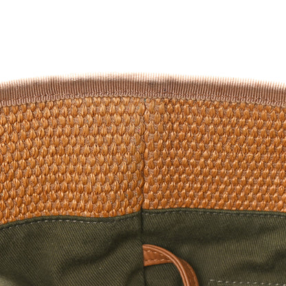 Chanel Straw Raffia Calfskin Striped Medium Deauville Tote Khaki Beige Navy Blue 14 of 19