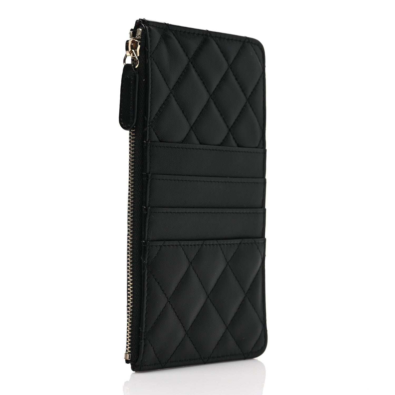 Chanel Lambskin Quilted Classic Flat Wallet Pouch Black 3 of 8