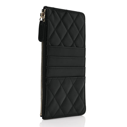 Chanel Lambskin Quilted Classic Flat Wallet Pouch Black 3 of 8