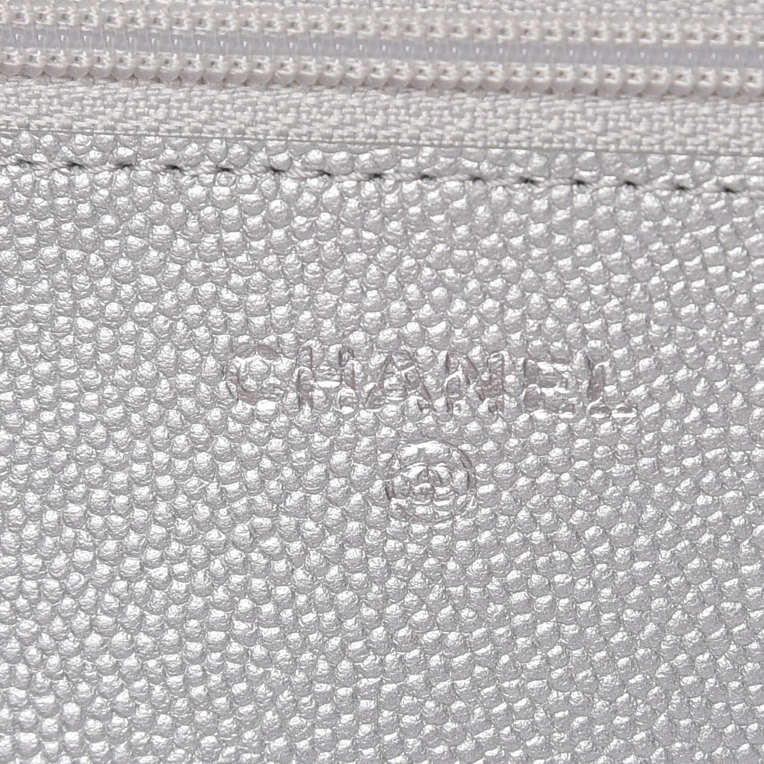 Chanel Metallic Caviar Chevron Quilted Vintage Mademoiselle Wallet On Chain WOC Silver 6 of 9