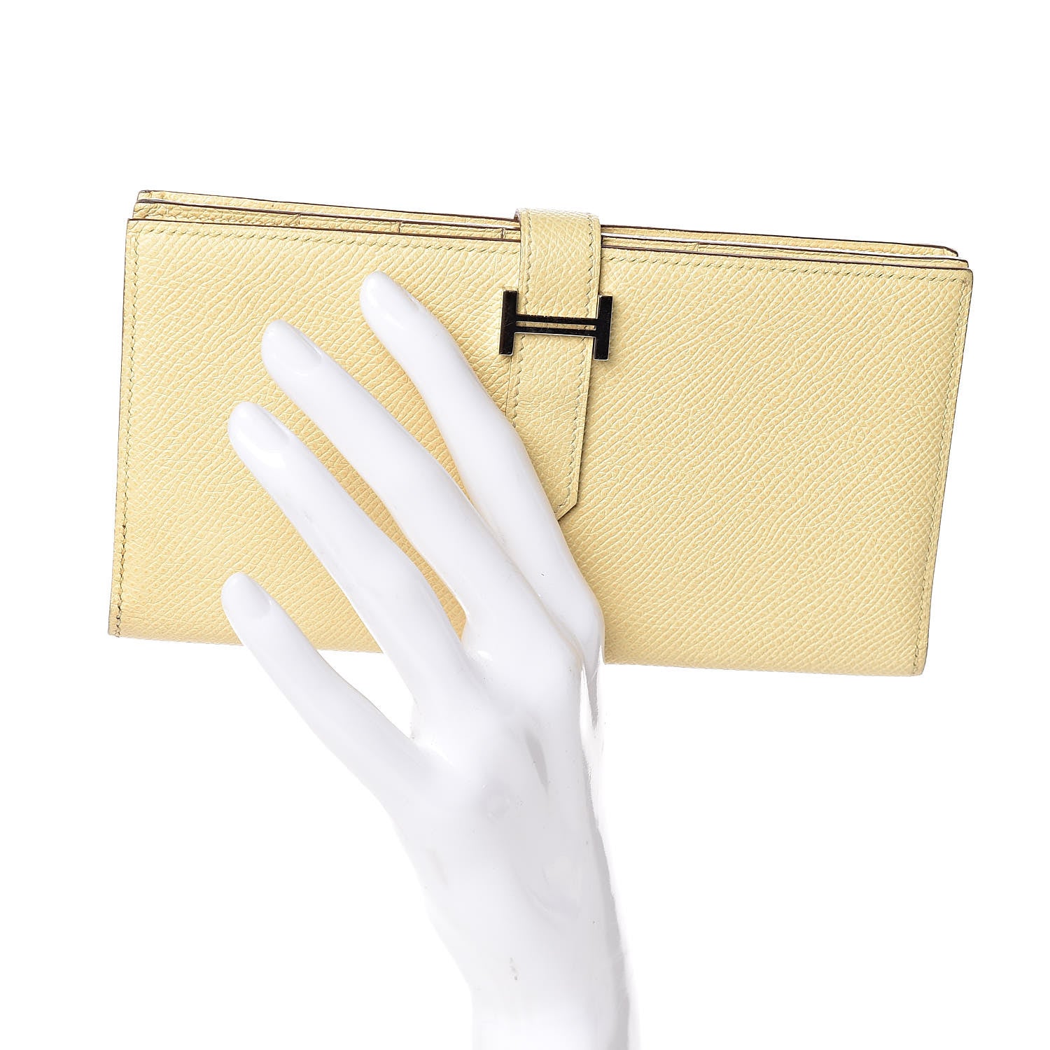 Hermes Epsom Bearn Gusset Wallet Jaune Poussin 2 of 7