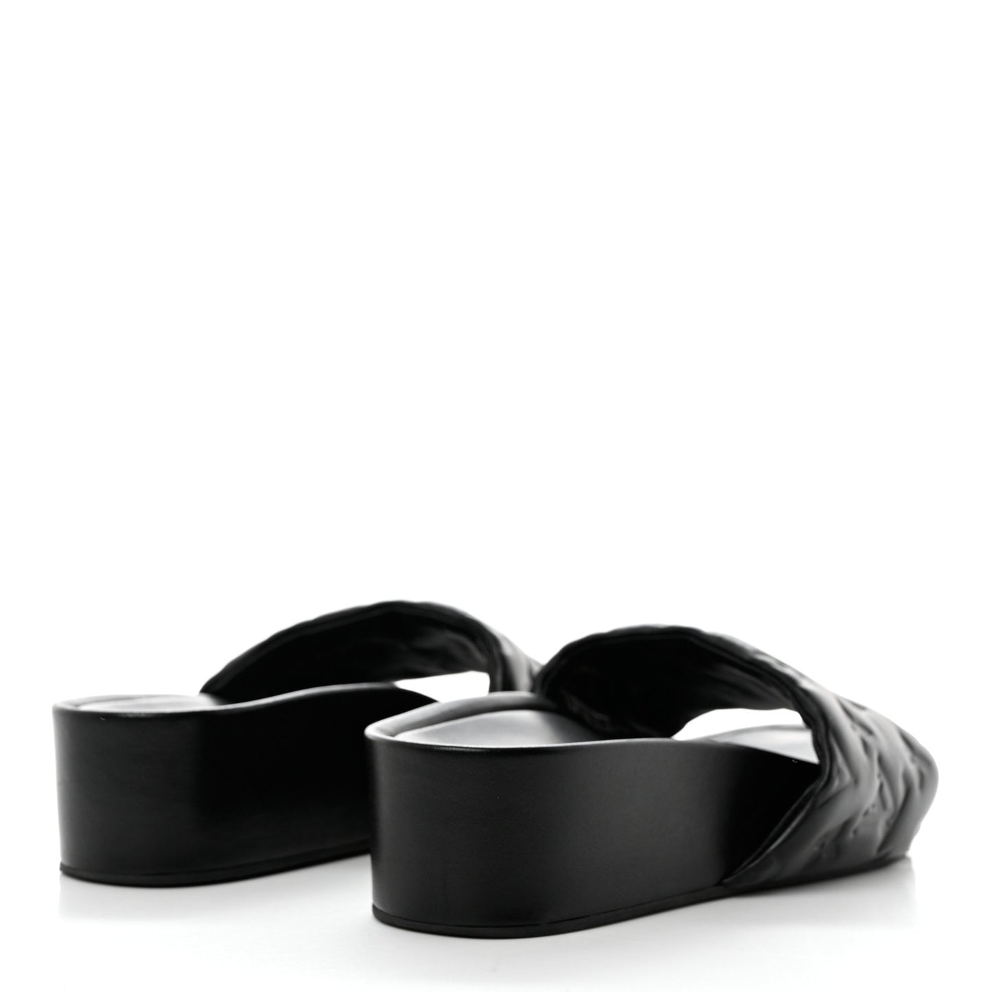 Lambskin Embossed Monogram Jumbo Flatform Mule Sandals 37.5 Black