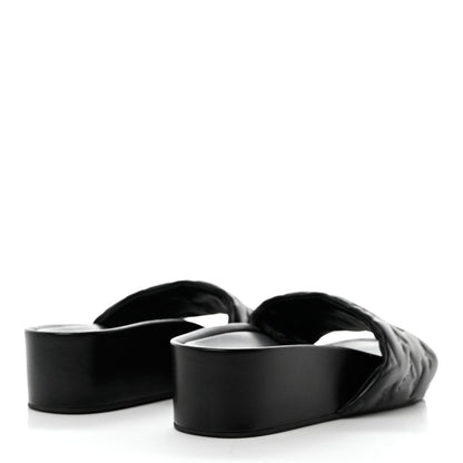 Louis Vuitton Lambskin Embossed Monogram Jumbo Flatform Mule Sandals 37.5 Black 4 of 9