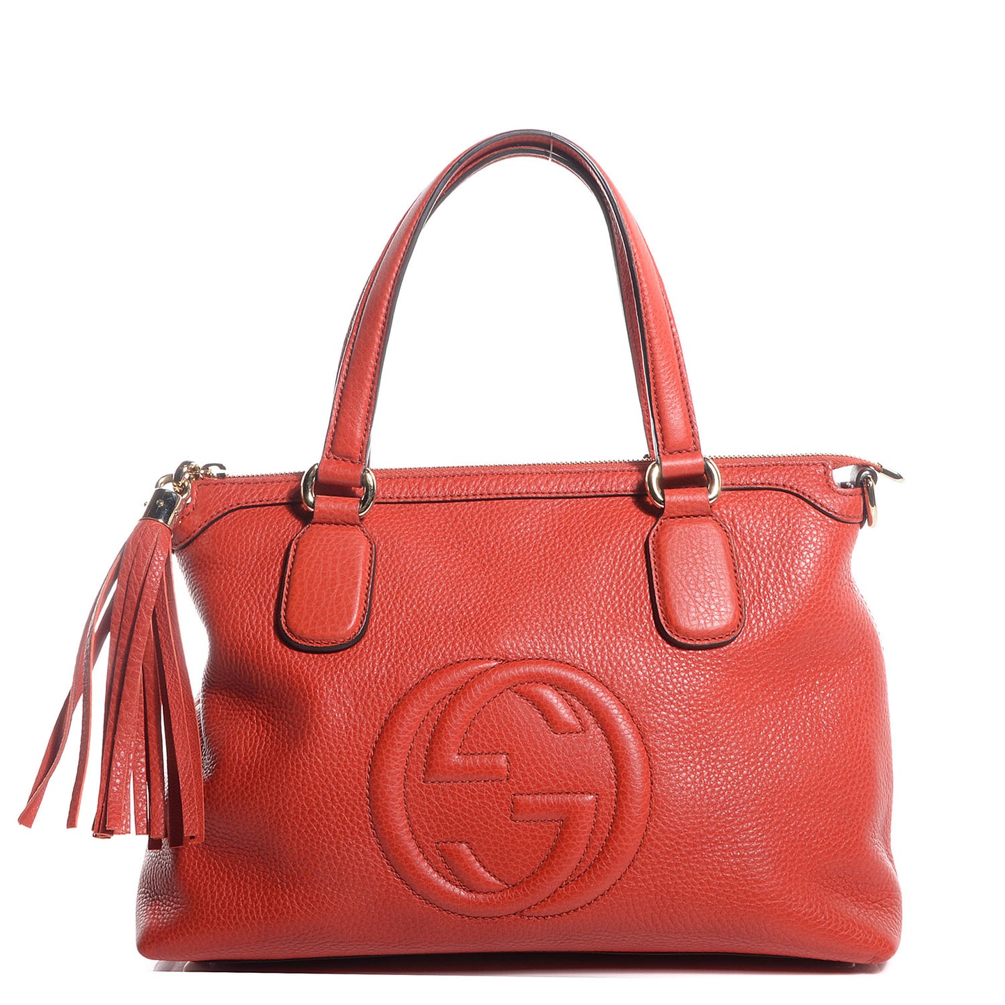 Pebbled Calfskin Small Soho Top Handle Bag Sun Orange