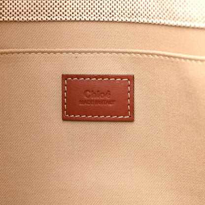 Chloe Cotton Calfskin Medium Woody Ribbon Tote White Brown 6 of 13