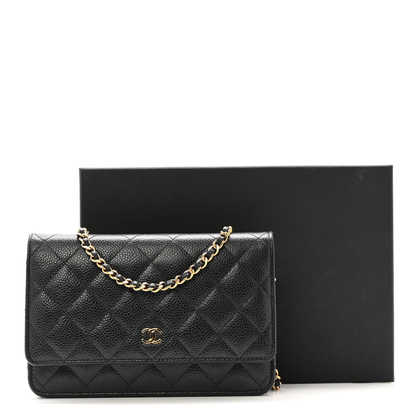 Caviar Quilted Wallet On Chain WOC Black