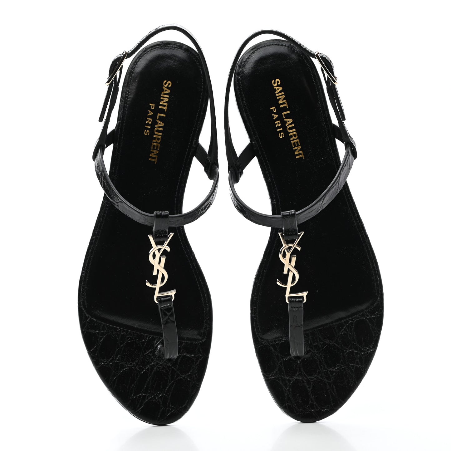 Patent Calfskin Cassandra Monogram Sandals 37.5 Black