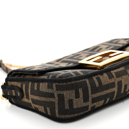 Fendi Fabric Jacquard FF 1974 Mini Baguette Tobacco Moro Black 8 of 11